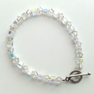 Handmade Swarovski Crystal AB Cube/Bicone Bracelet